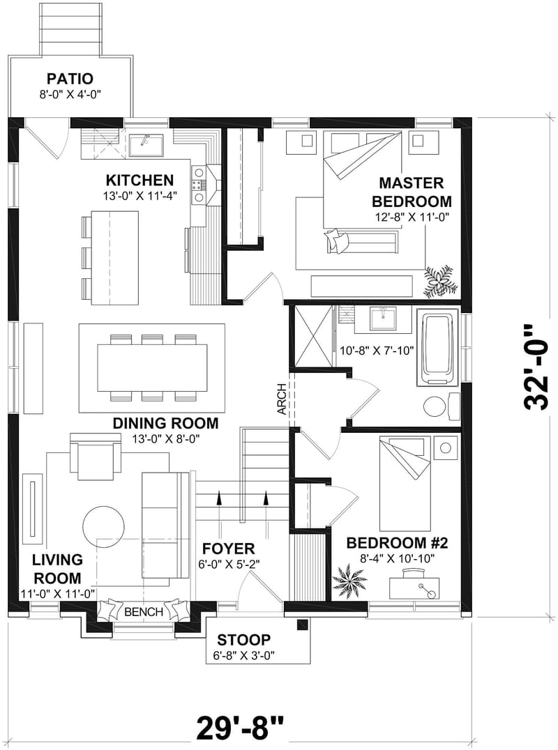 2 bedroom 1.5 bath house plans 3