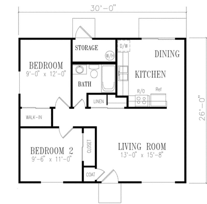2 bedroom 1.5 bath house plans 2