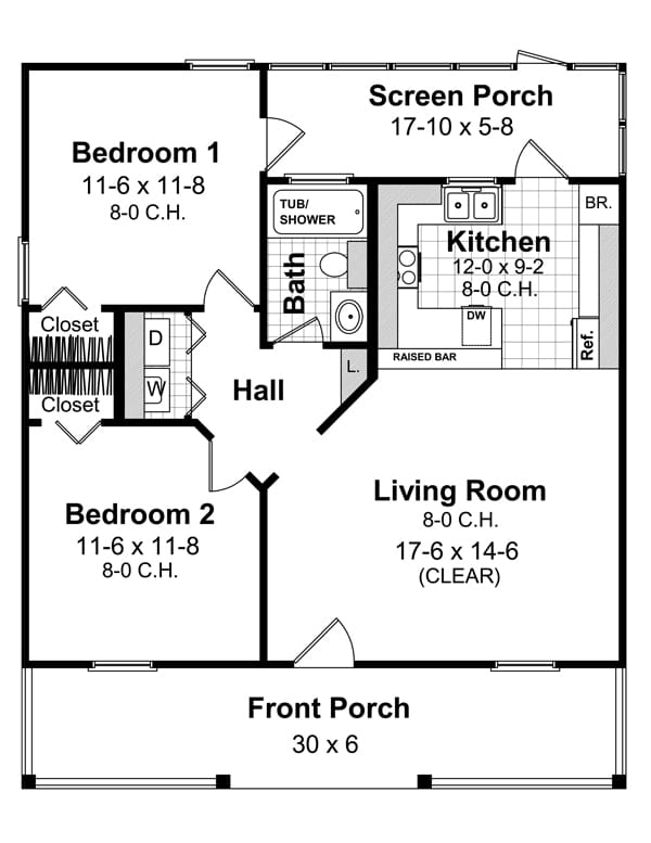 2 bedroom 1.5 bath house plans 5