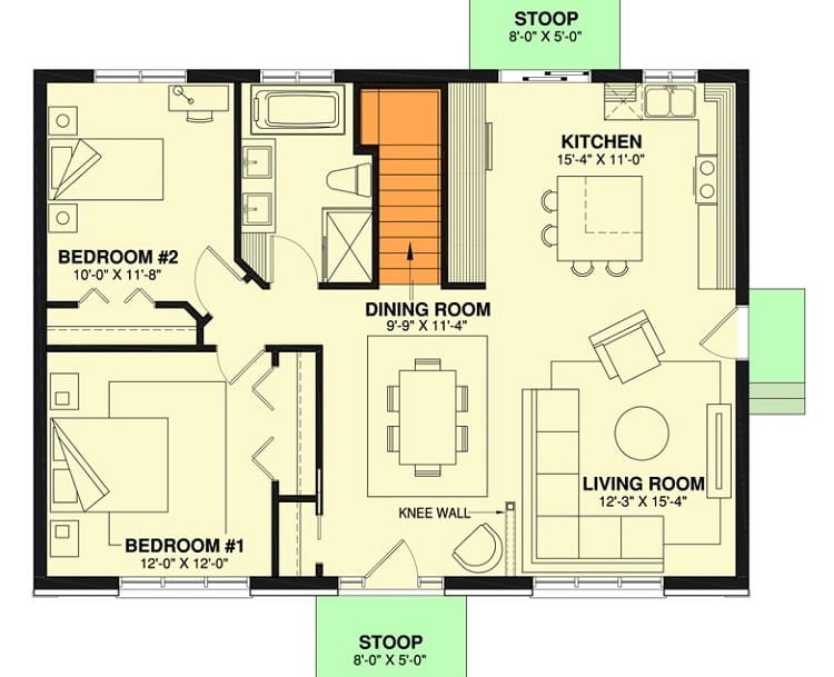 2 bedroom 1 kitchen 1 bathroom house plans 2
