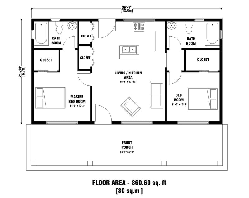 2 bedroom 2 bath farmhouse plans 1