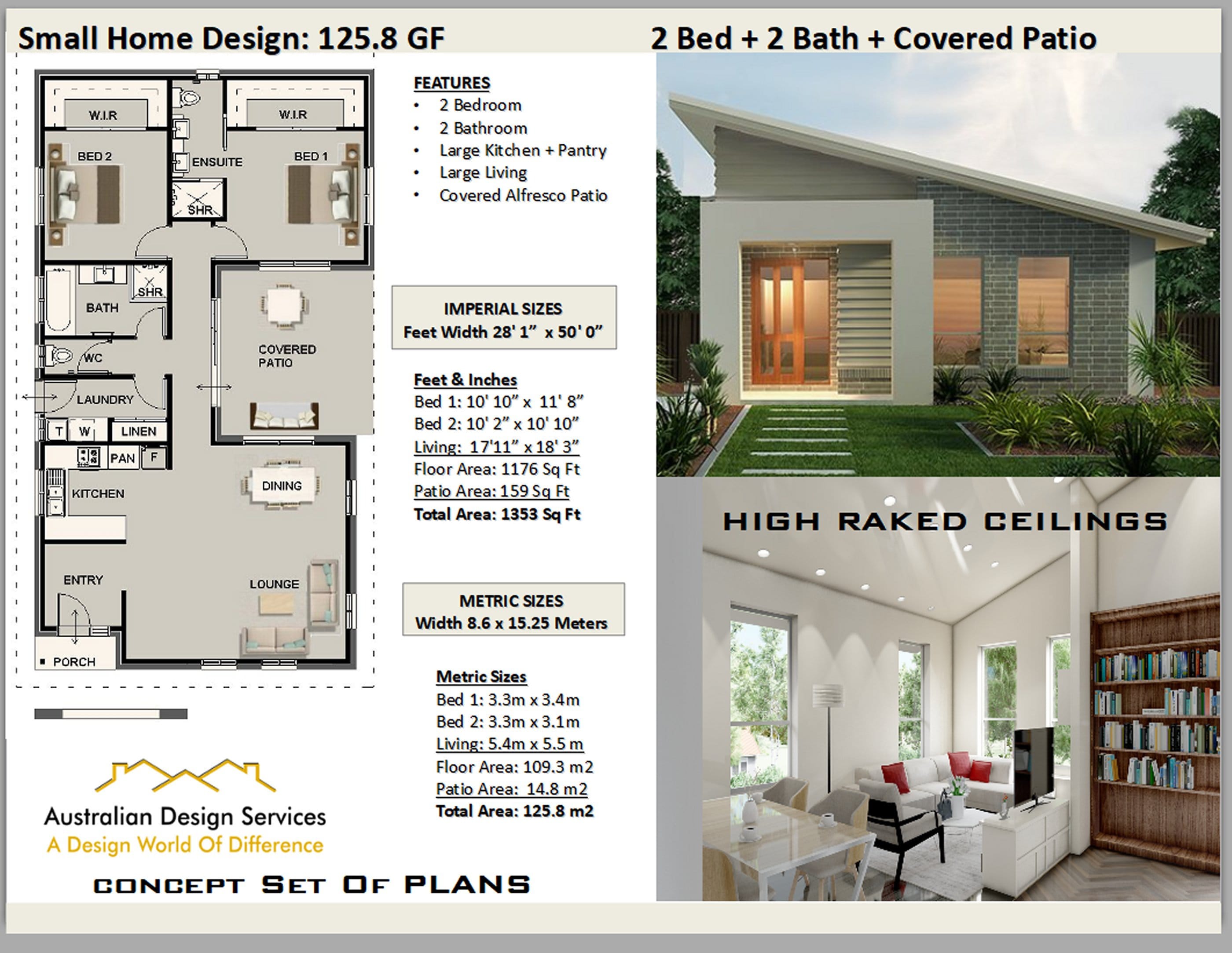 2 bedroom and 2 bathroom house 1