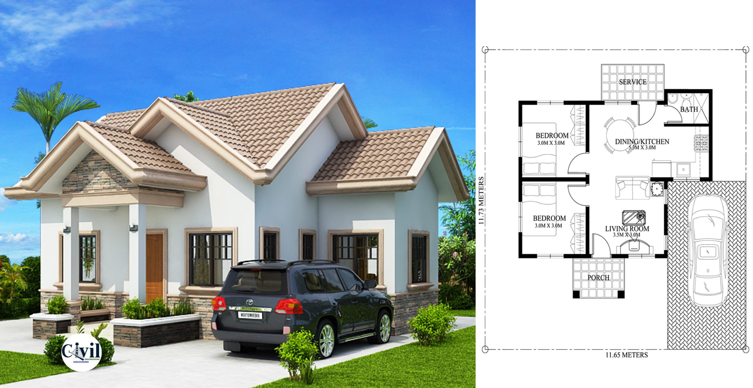 2 bedroom bungalow house plans 2