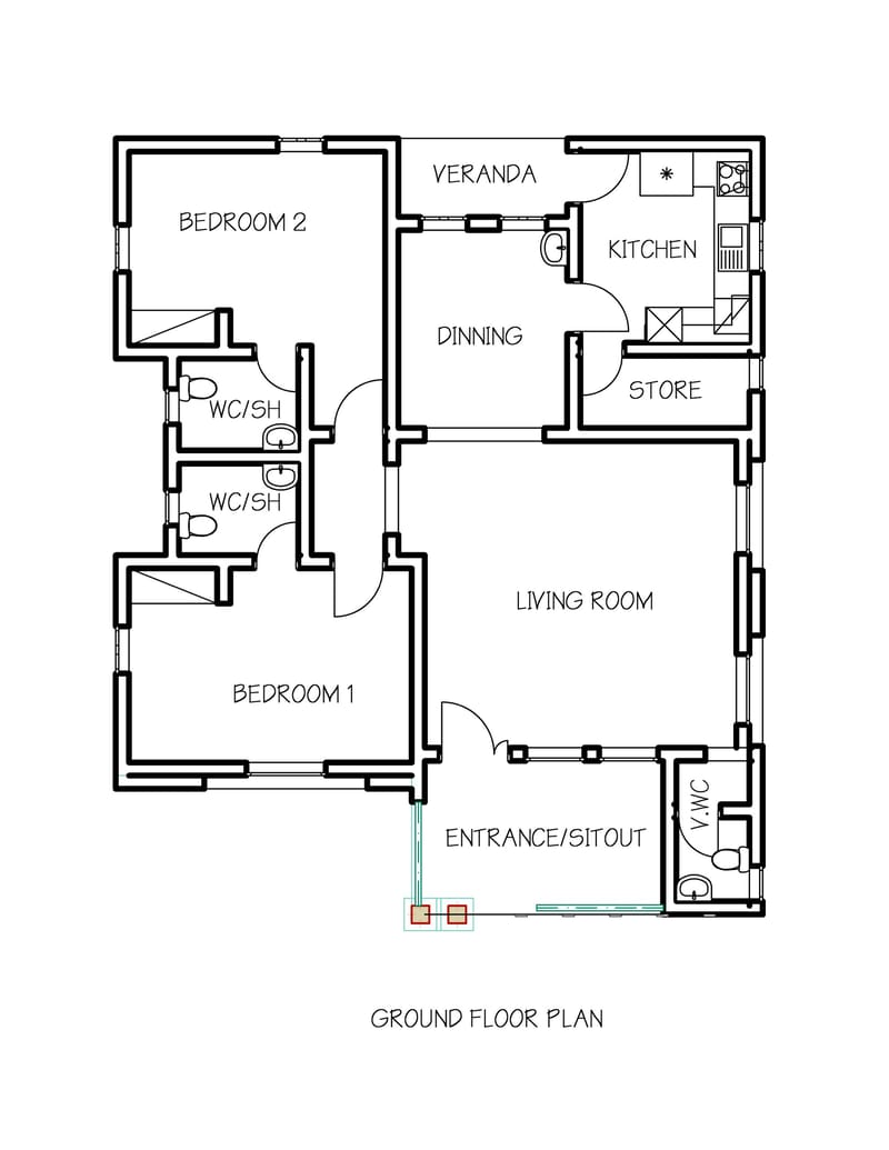 2 bedroom bungalow house plans 2