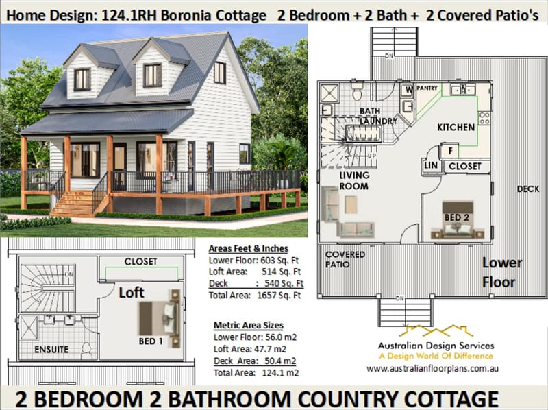 2 bedroom cottage floor plans 1