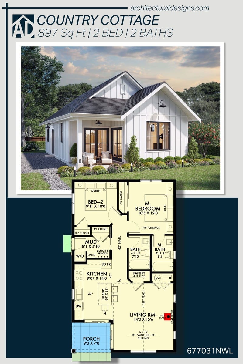 2 bedroom cottage floor plans 2