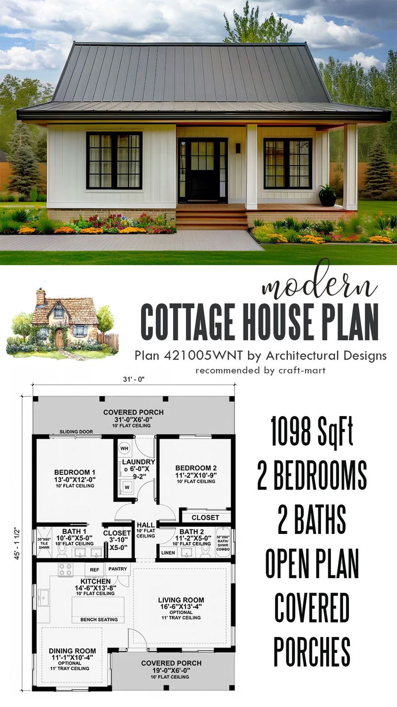 2 bedroom cottage floor plans 5