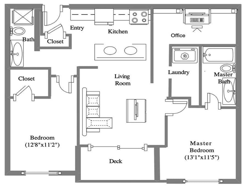 2 bedroom home floor plans 2