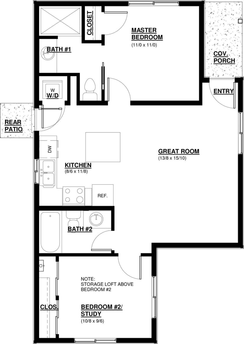 2 bedroom house plans single story 4