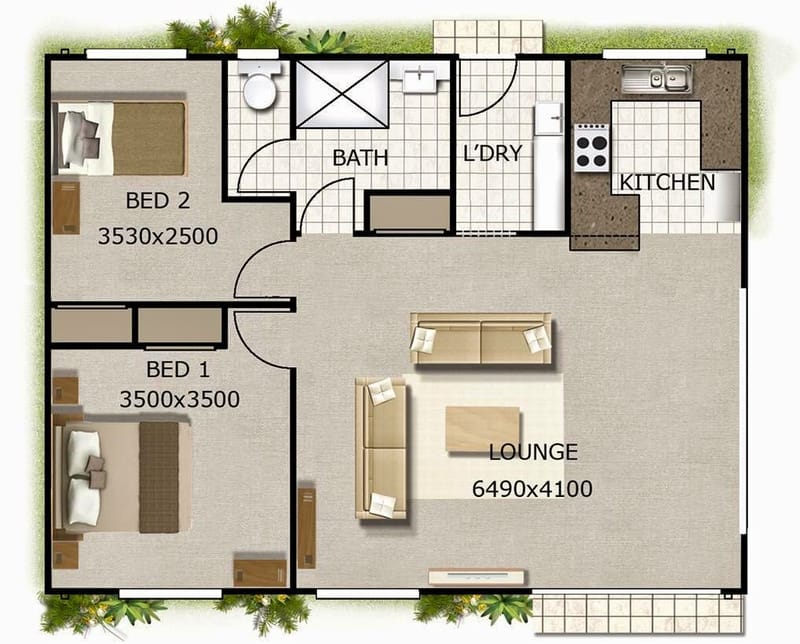 2 bedroom house plans with 2 master suites 5