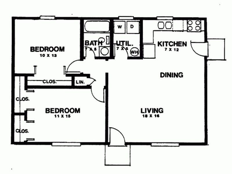 2 bedroom ranch house floor plans 3