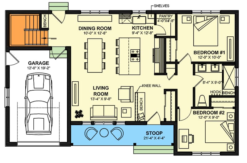 2 bedroom ranch style house plans 4