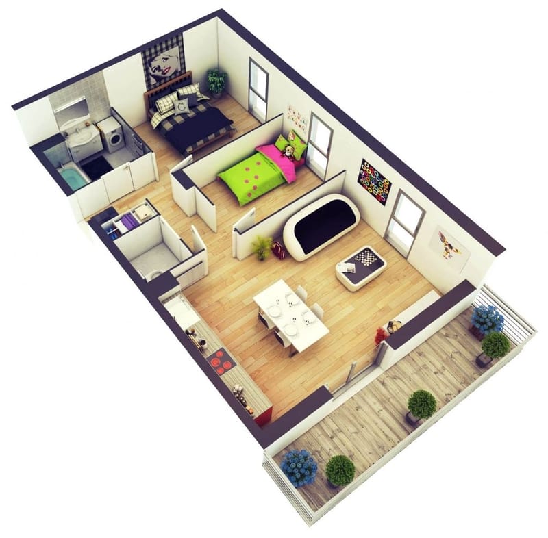 2 bedroom tiny houses floor plans 3