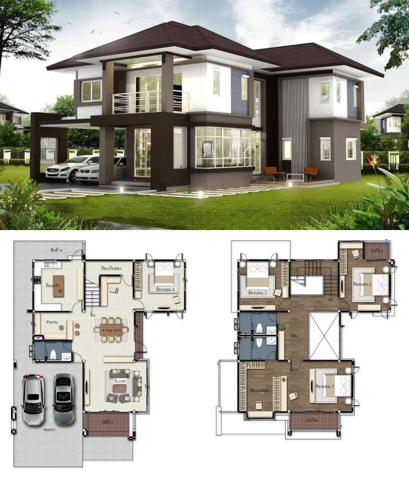 2 storey 4 bedroom house design 5