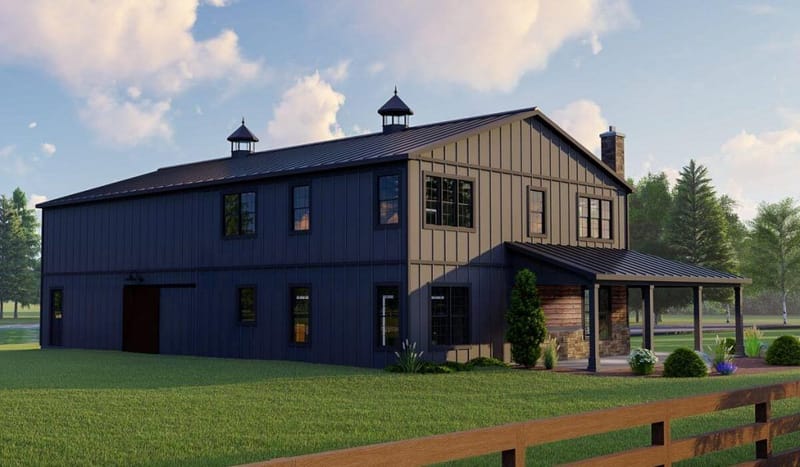 2 story barndominium with wrap around porch 5