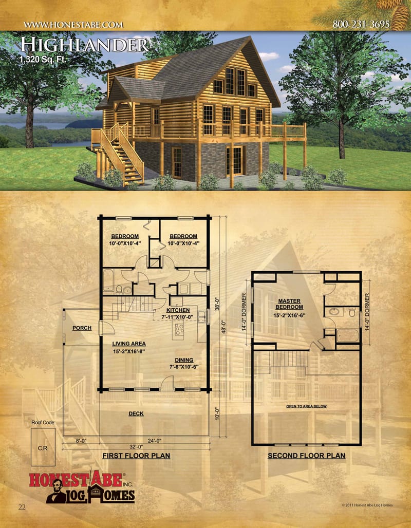 2 story cabin floor plans 1