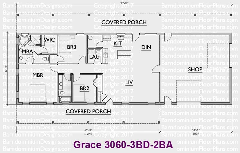 3 bed 2 bath barndominium plans 5