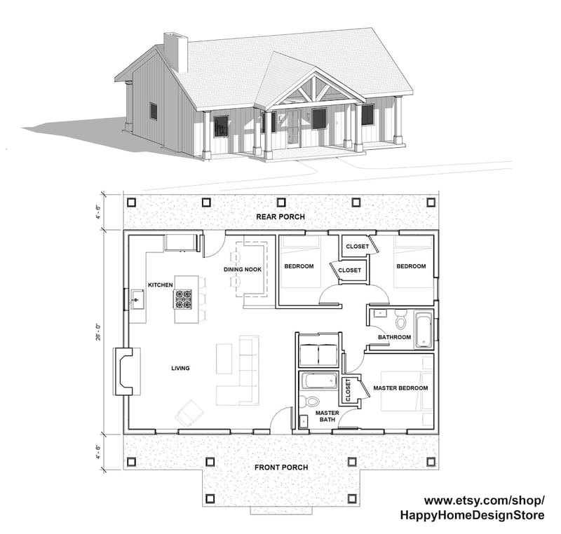 3 bed cottage floor plans 4