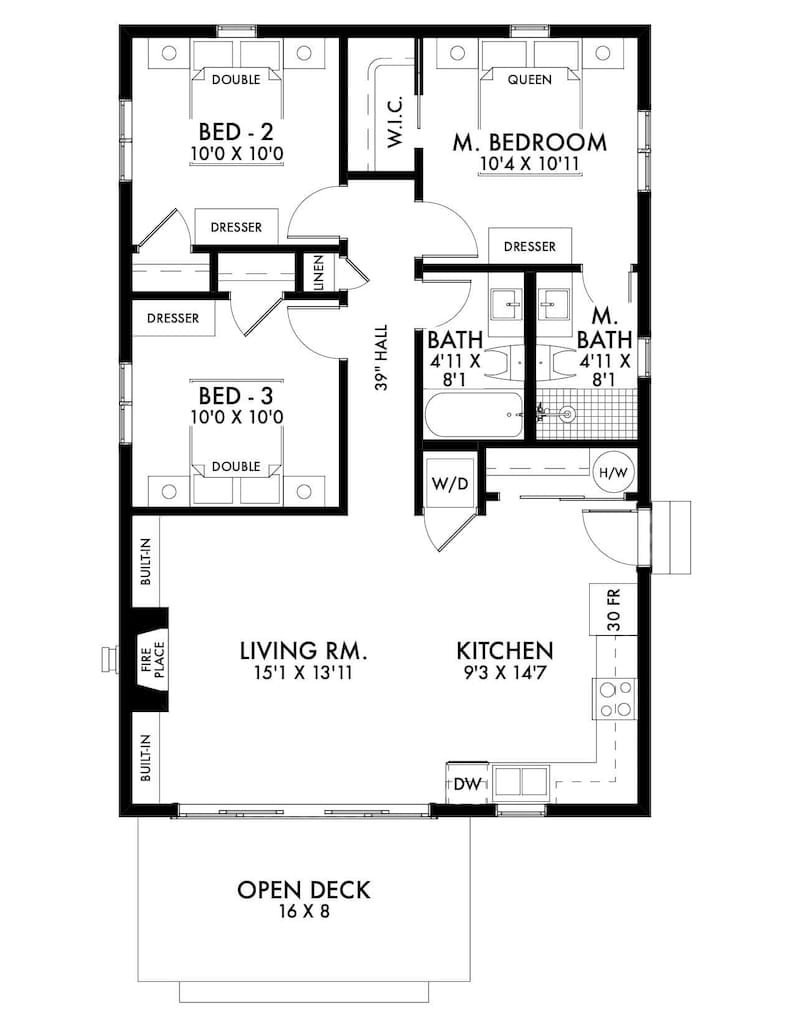3 bedroom 2 bath small house plans 1
