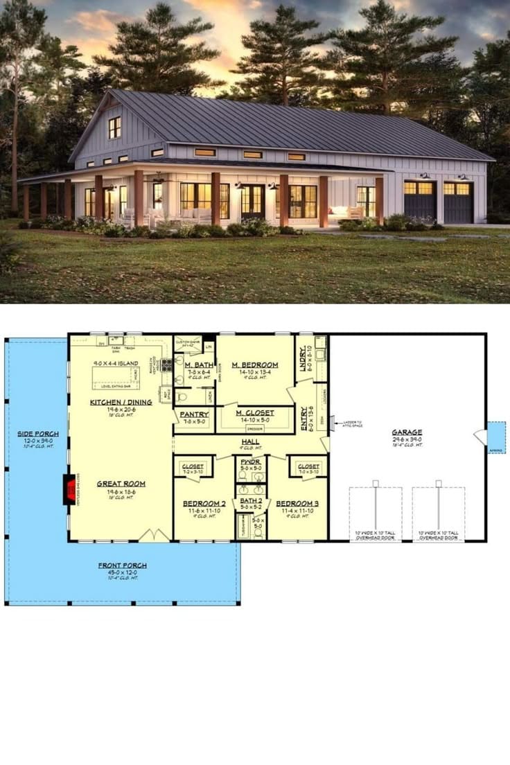 3 bedroom barndominium house plans 5