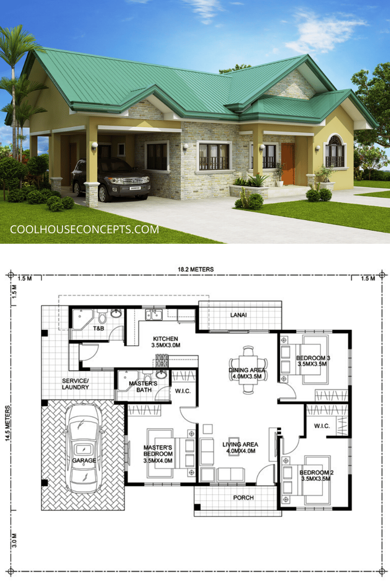 3 bedroom bungalow floor plan 4