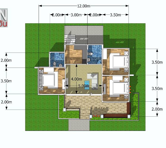 3 bedroom bungalow floor plan 5