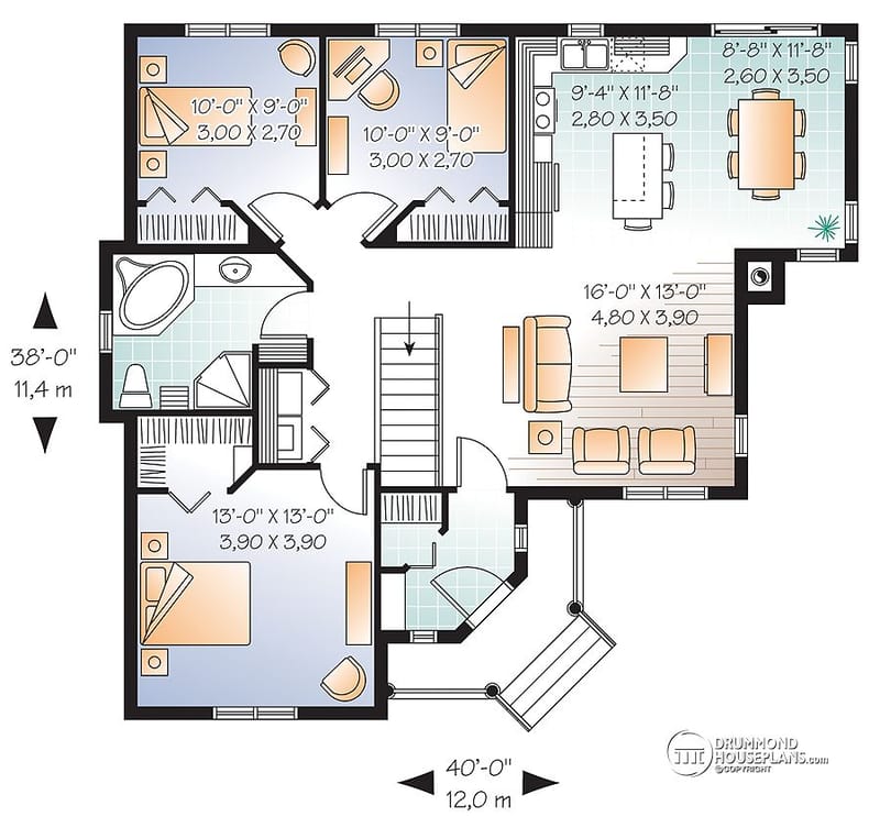 3 bedroom bungalow floor plan 1