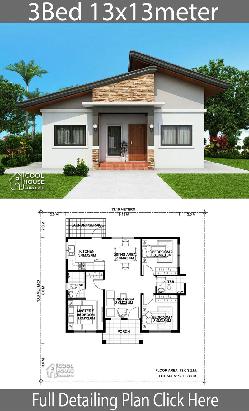 3 bedroom bungalow floor plan 1