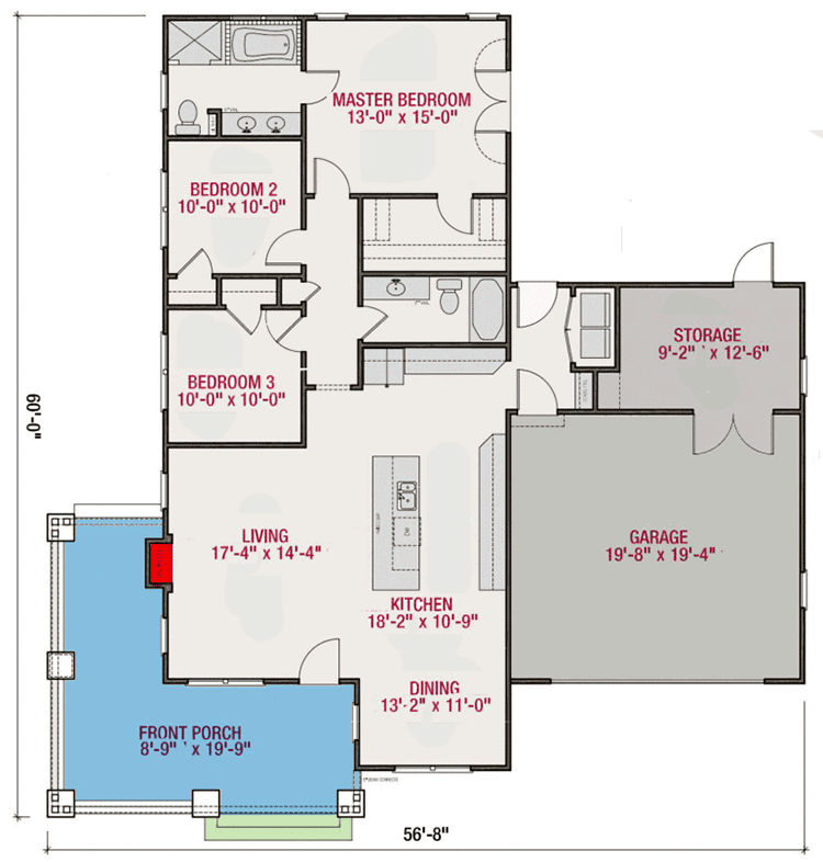 3 bedroom bungalow floor plan 4