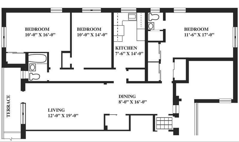 3 bedroom floor plan apartment 4