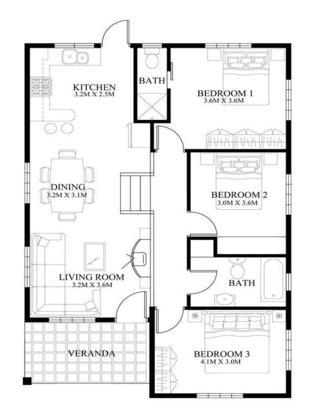 3 bedroom house floor plan 4
