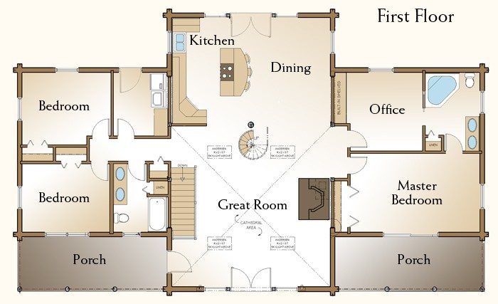 3 bedroom log cabin floor plans 2