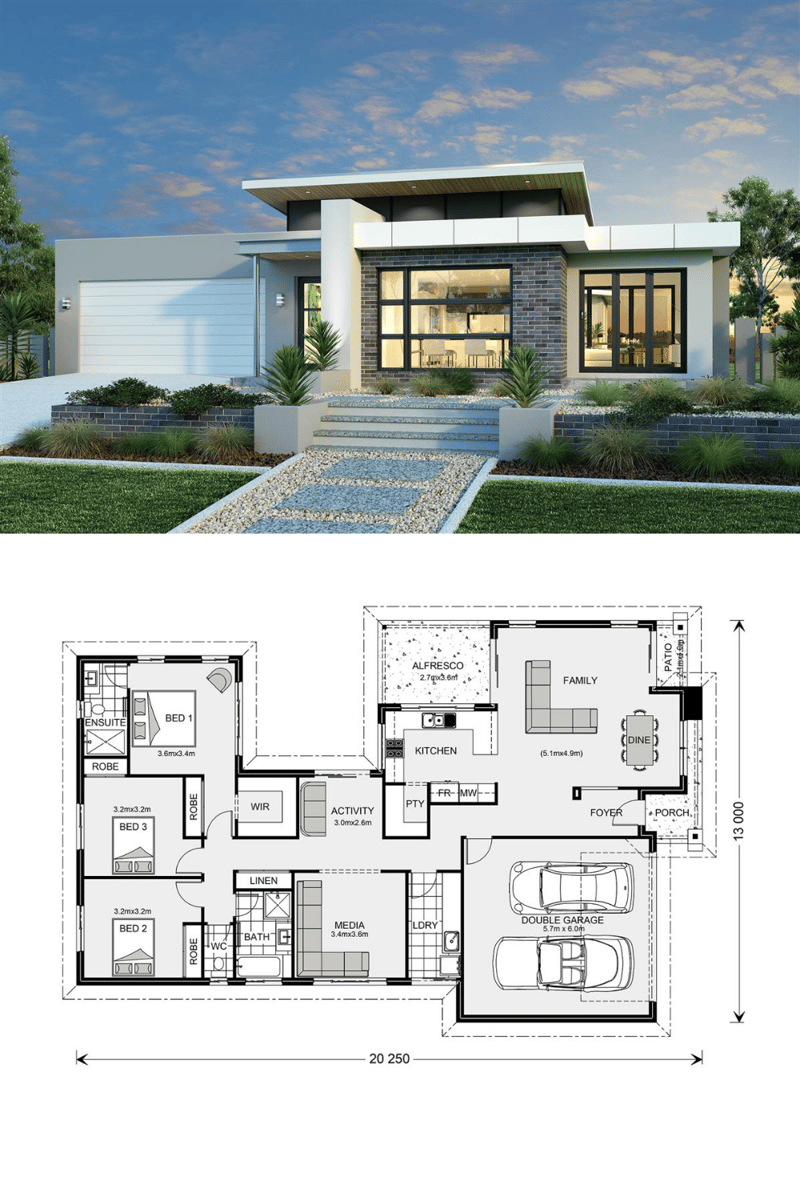 3 bedroom modern house plans 1