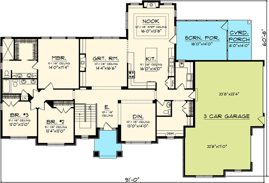 3 bedroom ranch style house plans with open floor plan 4