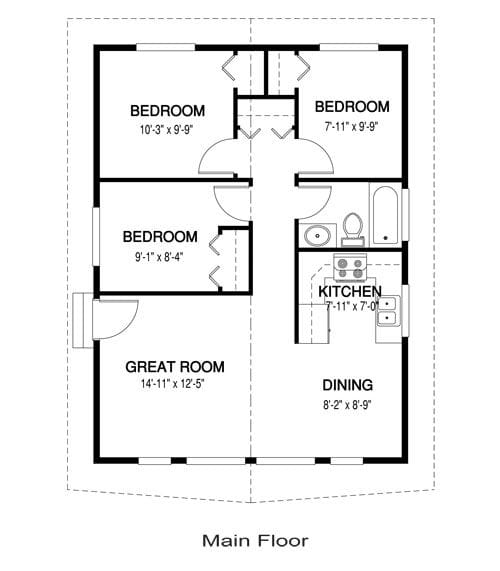 3 bedroom tiny house floor plans 2