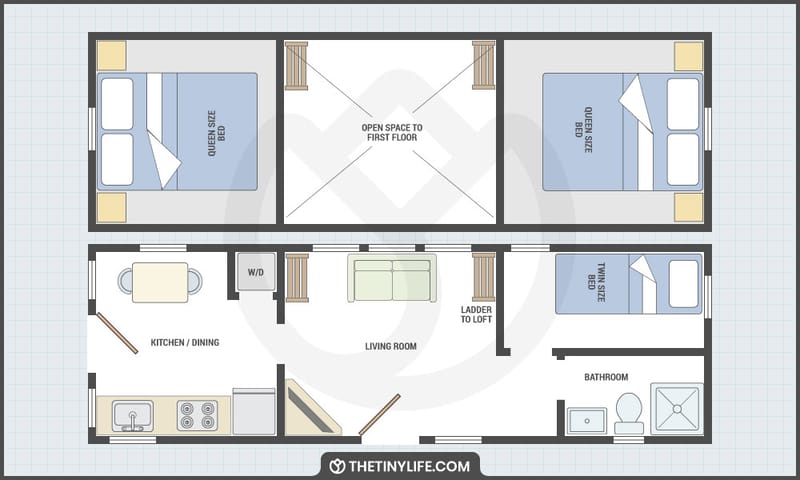 3 bedroom tiny house floor plans 1