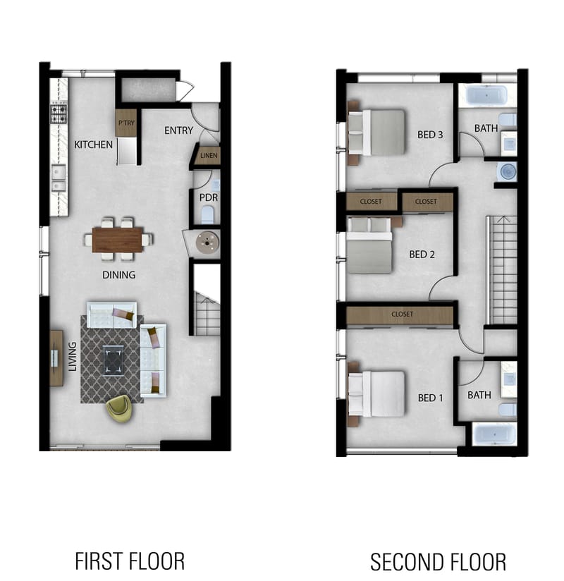 3 bedroom townhouse floor plans 4