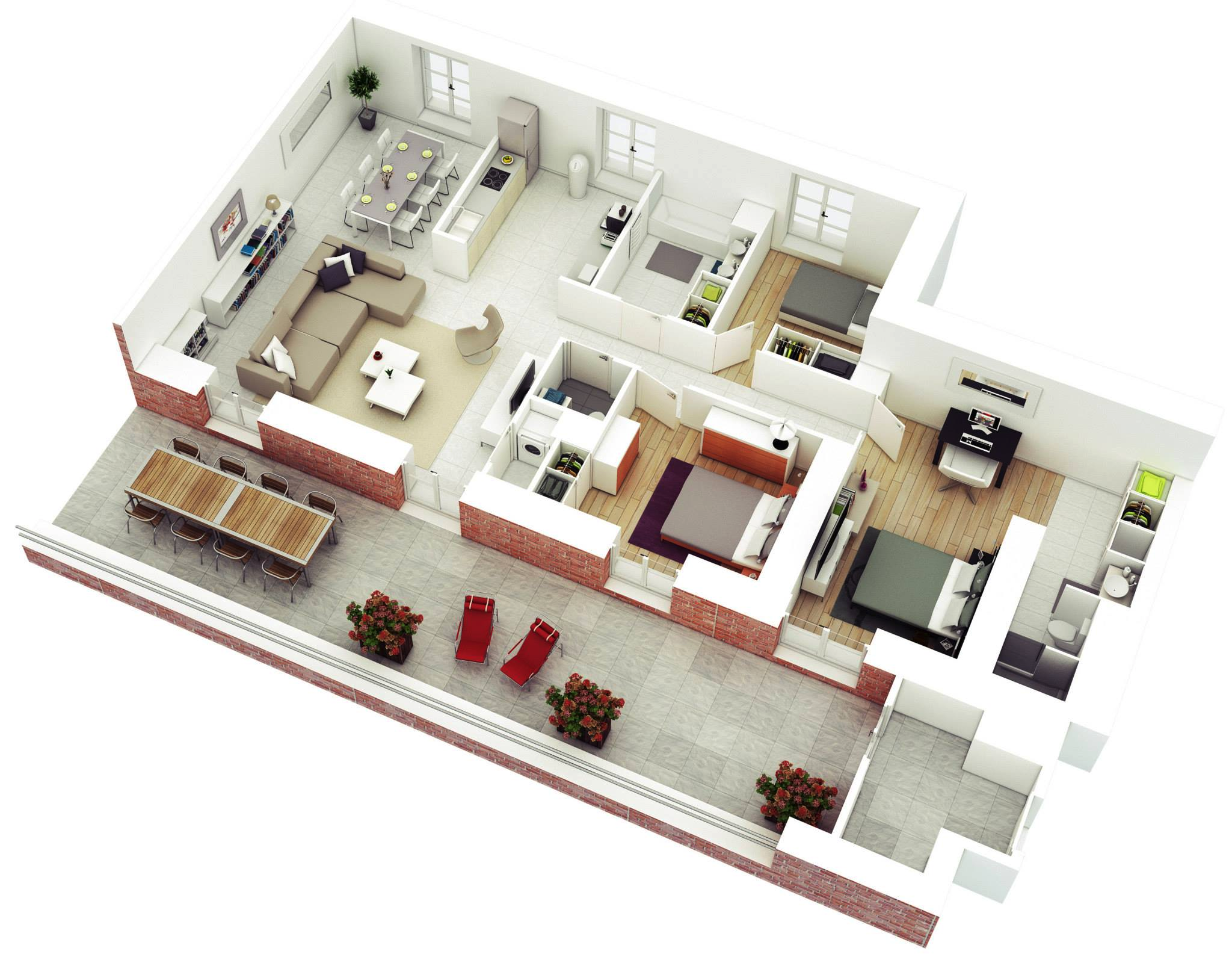3 room house floor plan 2