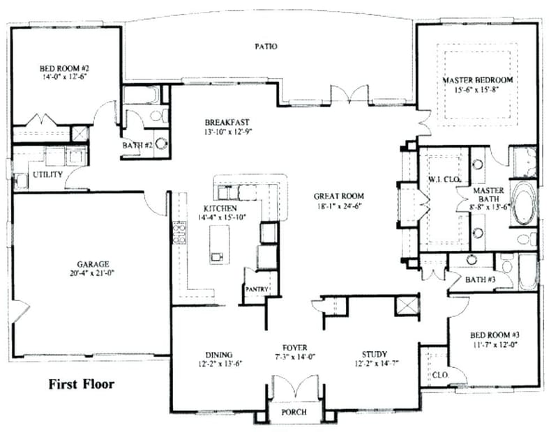 3000 sq ft house plans 1 story 3