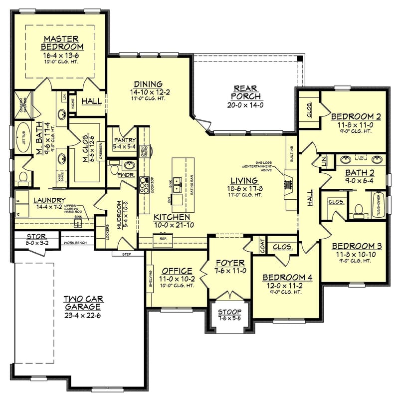 4 bed 2.5 bath house plans 1