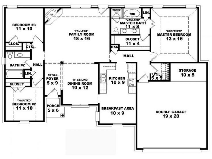 4 bedroom 1 story floor plans 3