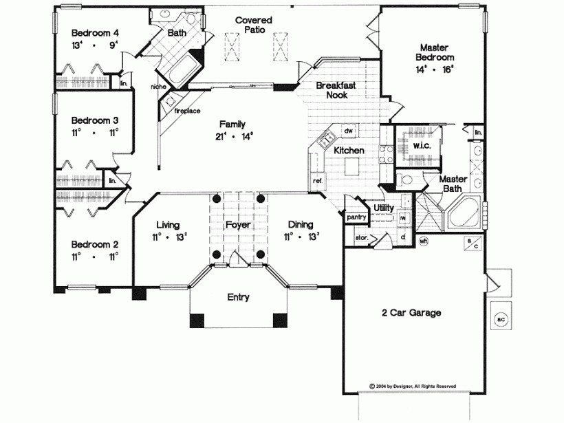 4 bedroom 1 story floor plans 5