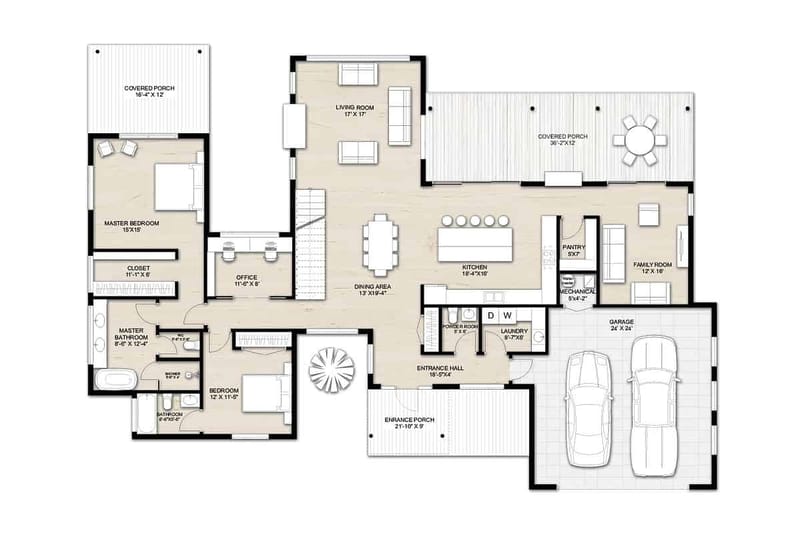 4 bedroom 1 story floor plans 2