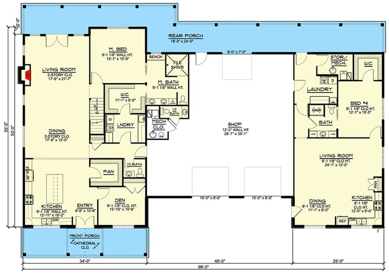 4 bedroom 2 story barndominium floor plans 2