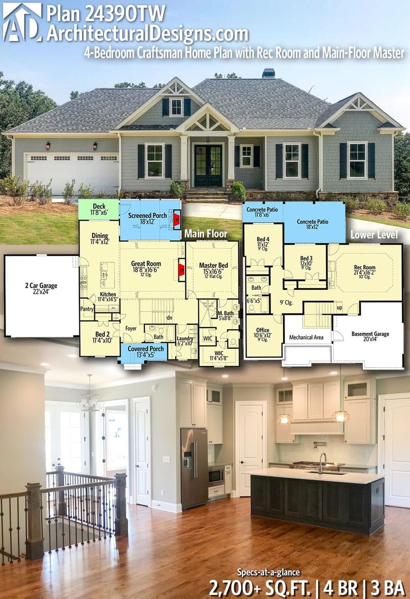4 bedroom craftsman floor plans 4