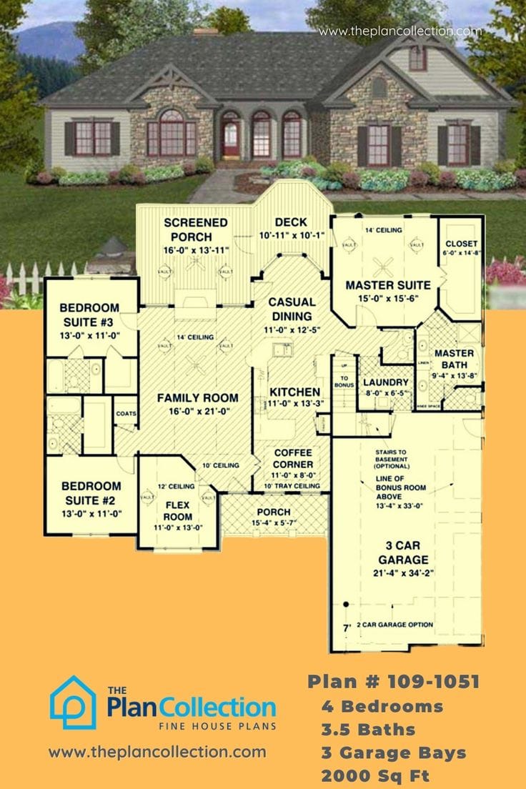 4 bedroom craftsman floor plans 2