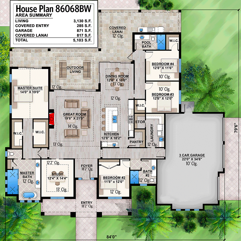 4 bedroom house plans one story 4