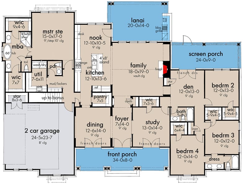 4 bedroom single story floor plans 3
