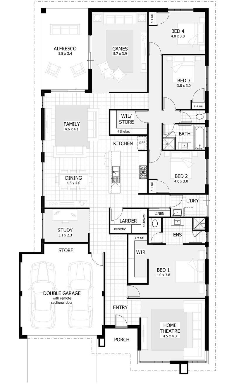 4 bedroom single story floor plans 2