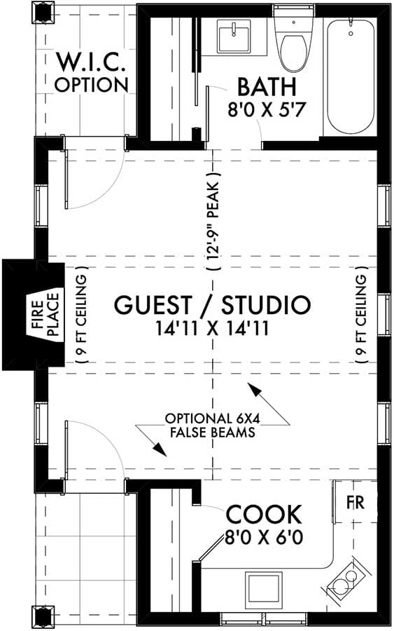 400 sq ft house plans 1 bedroom 4